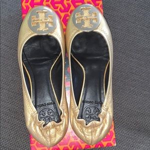 Tory Burch Gold Reva Flats